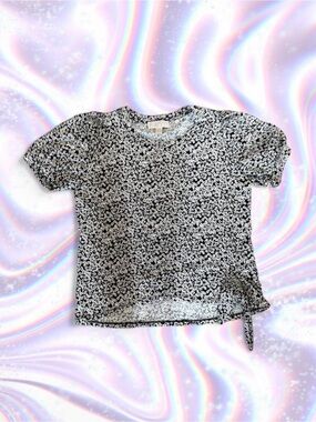 MICHAEL Michael Kors Black & White Floral Side-Tie Tee